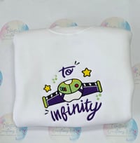 Image 3 of Toy Story Inspired Matching Sibling Sweaters – To Infinity & Beyond Embroidered Set