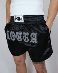 Image 5 of Lotta Muay Thai shorts " Black Chrome" (with pockets)