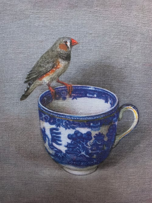 Image of Linen Zebra Finch Cushion