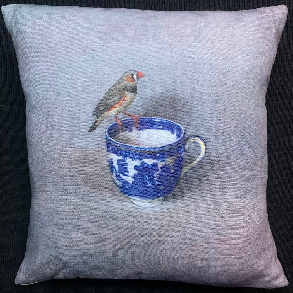Image of Linen Zebra Finch Cushion