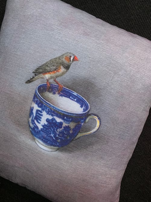 Image of Linen Zebra Finch Cushion