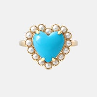Image 1 of Sleeping Beauty Turquoise Pearl Heart Ring