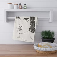 Image 2 of Minimal Portrait Tea Towel — Hand-Drawn Woman Face Kitchen Towel