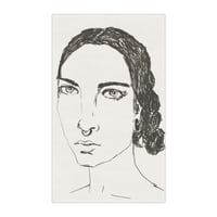 Image 1 of Minimal Portrait Tea Towel — Hand-Drawn Woman Face Kitchen Towel