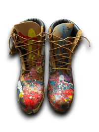 Image 2 of HAND-PAINTED 6 INCH TIMBERLAND BOOTS: CUSTOM ONE OF A KIND ABSTRACT ART PAINT SPLASH 3