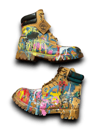 Image 3 of HAND-PAINTED 6 INCH TIMBERLAND BOOTS: CUSTOM ONE OF A KIND ABSTRACT ART PAINT SPLASH 3