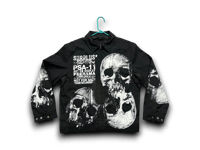 Image 1 of Marylin Monroe Skull Upcycled Reworked Screen Print black jacket 