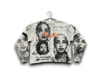 Image 1 of Sade Adu black panther custom upcycled reworked Screen Print gray sweatshirt 