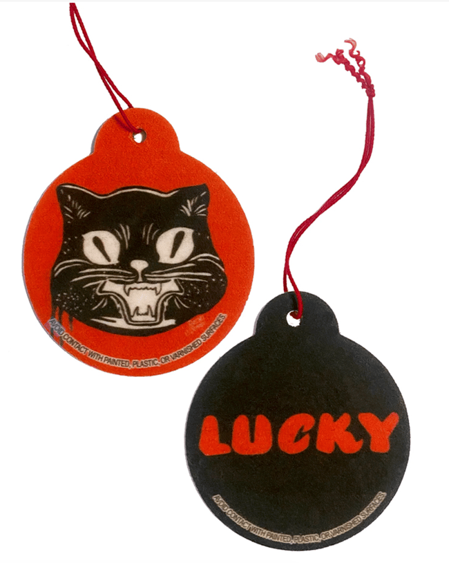 Black Lucky Cat Car Freshener