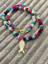 Image 2 of Opal fish charm necklace 