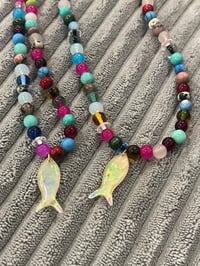 Image 3 of Opal fish charm necklace 