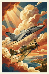Image 2 of Stampa Fine Art ispirata all'AMX & Re 2000- Art Déco inspired avi...