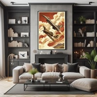 Image 4 of Stampa Fine Art ispirata all'F-16 & Re 2000- Art Déco inspired avi...