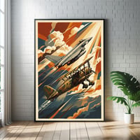 Image 1 of Stampa Fine Art ispirata all'EF2000 Typhoon & FIAT CR42- Art Déco inspired avi...