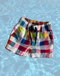 Image 1 of Mini Mexx Plaid Swim Trunks - 6-9m