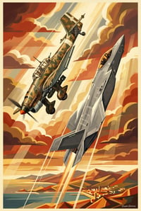 Image 3 of JU-87 "Picchiatello" & F-35 – Due Epoche, Un Solo Cielo Stampa Fine Art 