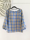 Preorder Blue/Olive Check Smock Top with Free Postage 