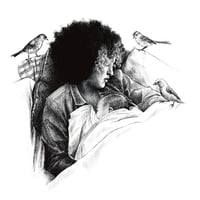 Portrait maman-bébé + oiseaux ou végétaux (ou autres éléments)