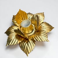 Image 10 of Applique fleur en métal doré à la feuille d'or vintage 1970 Applique feuilles dorées vintage