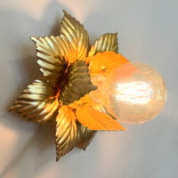 Image 5 of Applique fleur en métal doré à la feuille d'or vintage 1970 Applique feuilles dorées vintage