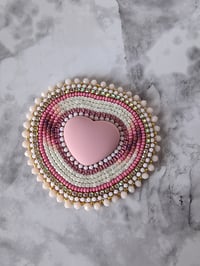 Image 1 of Pink and cream heart centerpiece (Badge Reel or Phone holder)