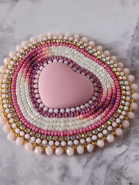 Image 2 of Pink and cream heart centerpiece (Badge Reel or Phone holder)