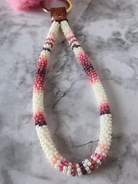Image 2 of Mini cream & pink wristlet 