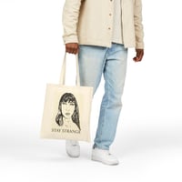 Image 3 of Tote Bag — 'Stay Strange' Illustrated Portrait Cotton Canvas Tote