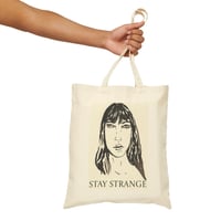 Image 4 of Tote Bag — 'Stay Strange' Illustrated Portrait Cotton Canvas Tote
