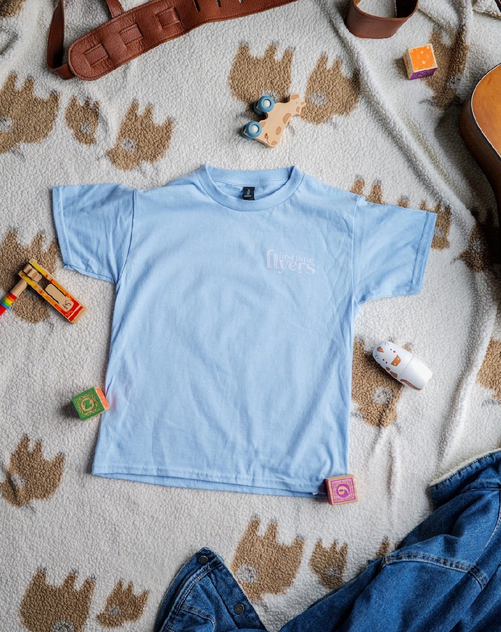 First Time Flyers Kids T-Shirt with Paper Airplane Design