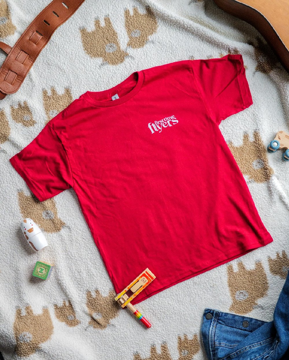 First Time Flyers Kids T-Shirt with Paper Airplane Design
