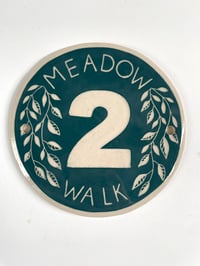 Handmade Stoneware House Number Sign, Custom Ceramic Door Plaque, Leaf Pattern