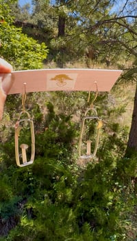 Image 1 of Organic Rectangular Moon and Mushroom Hoop earrings 