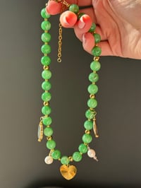 Image 2 of Molly - Green Jade Charm Necklace