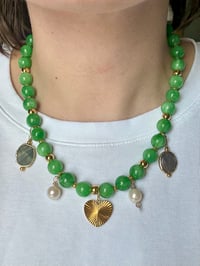 Image 1 of Molly - Green Jade Charm Necklace