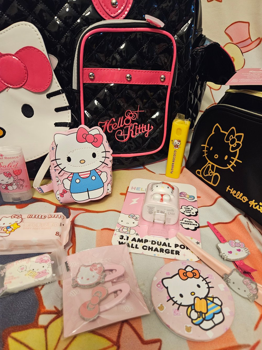 Image of Hello Kitty Black & Hot Pink Travel Bag Bundle 