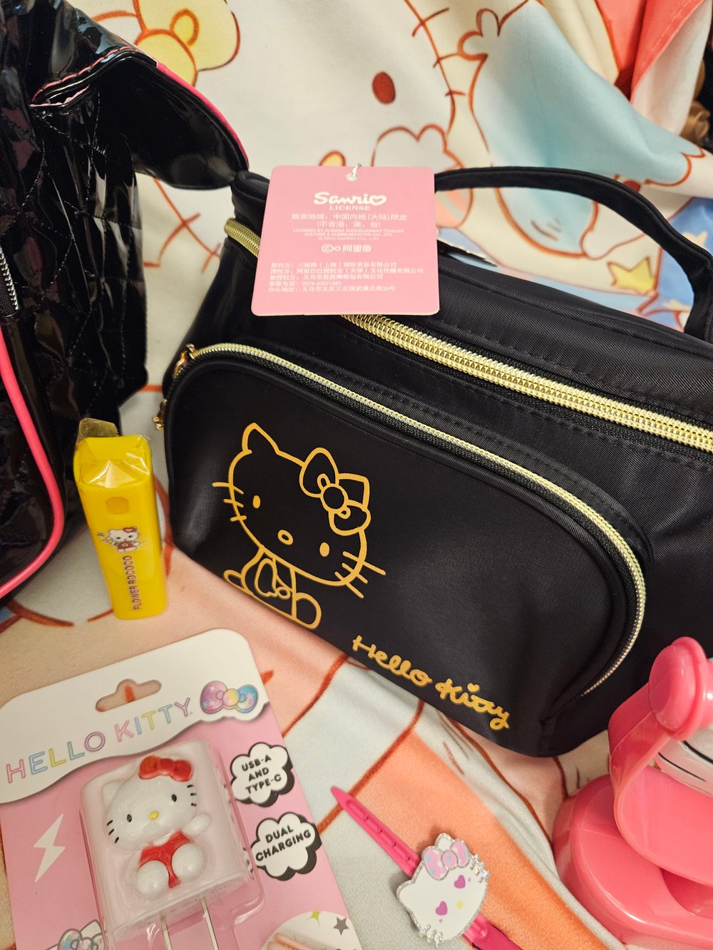 Image of Hello Kitty Black & Hot Pink Travel Bag Bundle 
