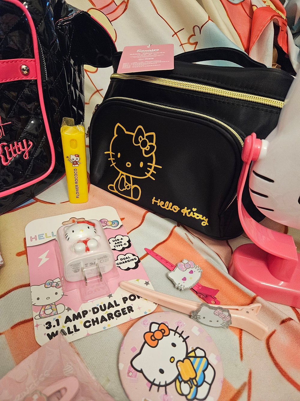 Image of Hello Kitty Black & Hot Pink Travel Bag Bundle 