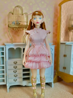 Image of Lounging Linda ~ Coquettish Cheongsam Set for Blythe & Cherry ~ pink