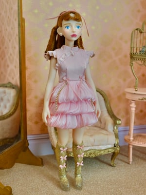Image of Lounging Linda ~ Coquettish Cheongsam Set for Blythe & Cherry ~ pink