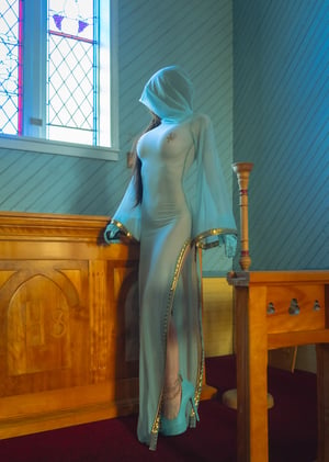 Image of Toxic Vision Sunday Service mesh hooded gown
