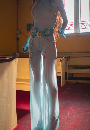 Image of Toxic Vision Sunday Service mesh pants and belt