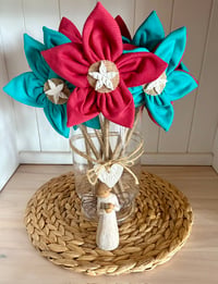 Image 1 of 💐 Custom Memory Flowers Created From Loved Ones’ | T.Shirts Red & Aqua