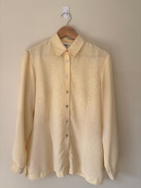 Image 2 of Vintage Motto Long Sleeve Lemon Blouse With Subtle Print - Size 12