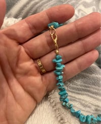 Image 3 of Turquoise stone necklace with red puff heart charm
