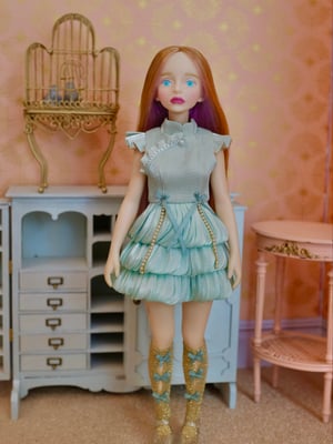 Image of Lounging Linda ~ Coquettish Cheongsam Set for Blythe & Cherry ~ mint