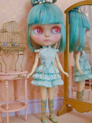 Image of Lounging Linda ~ Coquettish Cheongsam Set for Blythe & Cherry ~ mint