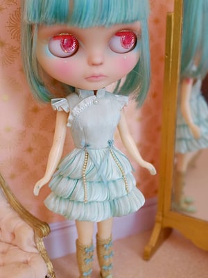Image of Lounging Linda ~ Coquettish Cheongsam Set for Blythe & Cherry ~ mint