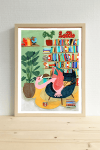 Illustration Flamant Rose Bibliothèque 