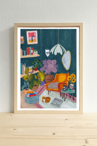 Affiche Salon Bleu Tournesols